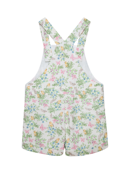 Trotters Kids' Butterfly Print Short Dungarees, Multi - view 2, Multi