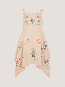 Monsoon Kids' Butterfly Sleeveless Hanky Dress, Ivory, Ivory