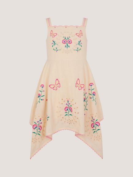 Monsoon Kids' Butterfly Sleeveless Hanky Dress, Ivory, Ivory