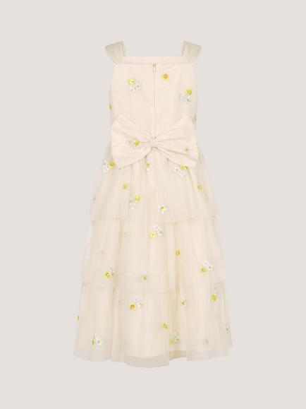 Monsoon Ingrid Floral Embroidered Tiered Maxi Dress, Warm Ivory - view 2, Warm Ivory