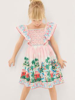 Monsoon Kids' Embroidered Resort Smock Dress, Ivory, Ivory