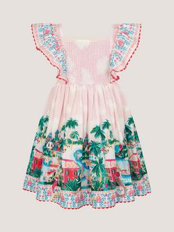 Monsoon Kids' Embroidered Resort Smock Dress, Ivory - view 2, Ivory