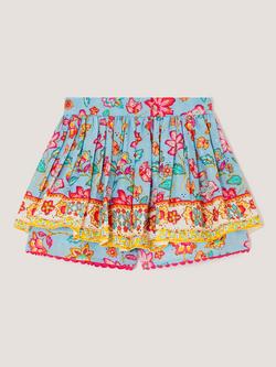 Monsoon Kids' Adara Floral Broderie Skort, Blue, Blue