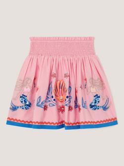 Monsoon Kids' Smocked Sequin Mermaid Skirt, Pink, Pink