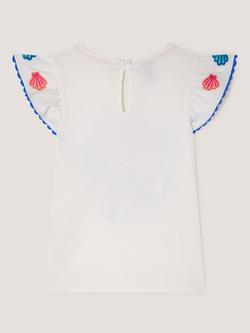 Monsoon Kids' Short Sleeve Embellished Mermaid T-Shirt, Ivory - view 2, Ivory