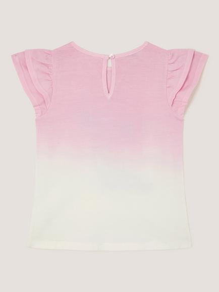 Monsoon Kids' Short Sleeve Sequin Mermaid Ombre T-Shirt, Pink - view 2, Pink