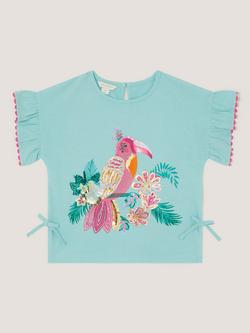 Monsoon Kids' Tina Sequin Toucan T-Shirt, Green, Green