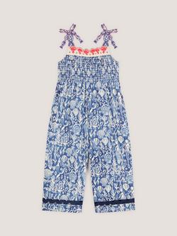 Monsoon Kids' Mermaid and Shell Print Jumpsuit, Blue - view 2, Blue