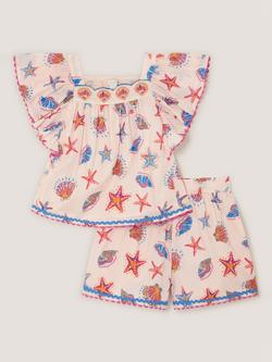 Monsoon Kids' Shell Print Top and Short Set, Ivory, Ivory