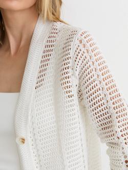Reiss Star Open Stitch Cardigan, Ivory - view 2, Ivory