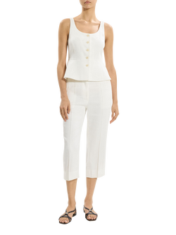 Theory Peplum Linen Blend Vest, White, White
