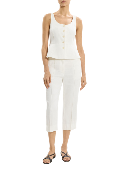Theory Peplum Linen Blend Vest, White, White