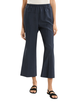 Theory Wide Crop City Trousers, Navy - view 2, Navy