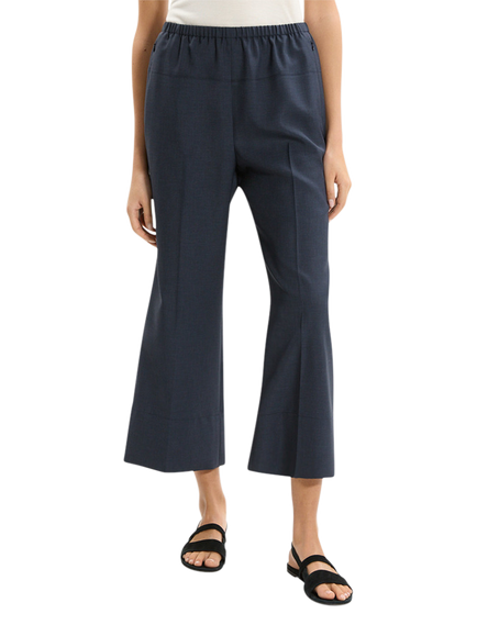 Theory Wide Crop City Trousers, Navy - view 2, Navy