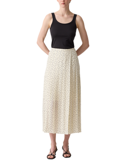 Theory Polka Dot Wrap Midi Skirt, Cream/Black, Cream/Black