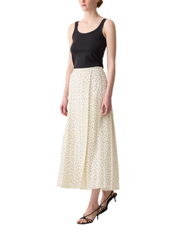 Theory Polka Dot Wrap Midi Skirt, Cream/Black - view 2, Cream/Black