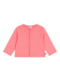 Petit Bateau Baby Cotton Snap Front Cardigan, Pink, Pink