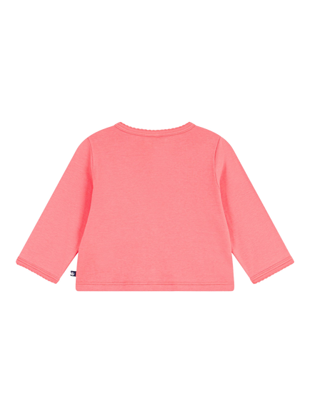 Petit Bateau Baby Cotton Snap Front Cardigan, Pink - view 2, Pink