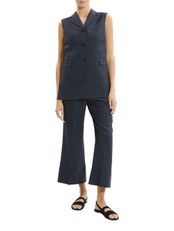 Theory Tie Back Button Front Waistcoat, Navy, Navy