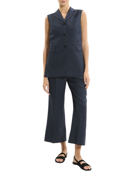 Theory Tie Back Button Front Waistcoat, Navy, Navy