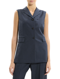 Theory Tie Back Button Front Waistcoat, Navy - view 2, Navy