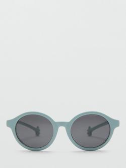 Mango Round Frame Sunglasses, Aqua, Aqua