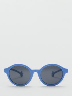 Mango Round Frame Sunglasses, Blue, Blue
