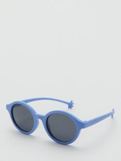 Mango Round Frame Sunglasses, Blue - view 2, Blue