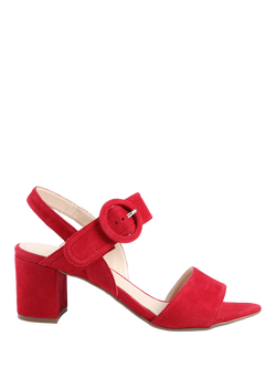 Jones Bootmaker Garnett Leather Block Heel Sandals, Red