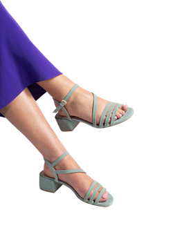 Jones Bootmaker Ginette 2 Suede Heeled Strappy Sandals, Mint Green - view 2, Mint Green