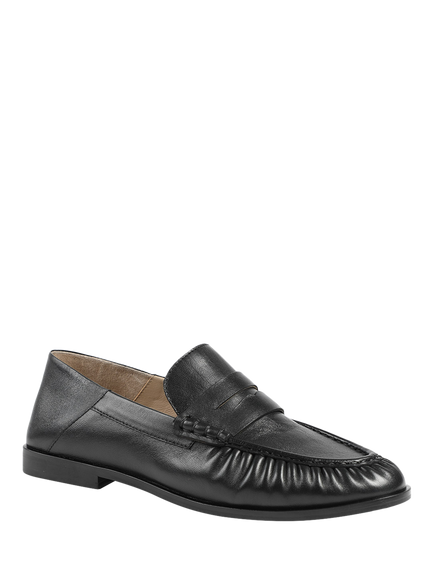 Jones Bootmaker Petunia Leather Flared Heel Penny Loafers, Black - view 2, Black