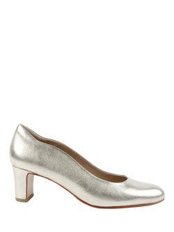 Jones Bootmaker Zoey Leather Scallop Heeled Courts, Gold, Gold