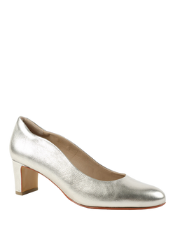 Jones Bootmaker Zoey Leather Scallop Heeled Courts, Gold - view 2, Gold