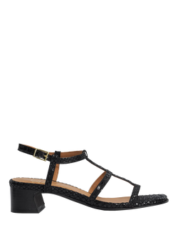 Dune London Justly Leather Block Heel Sandals, Black