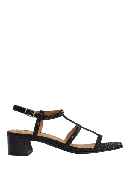Dune London Justly Leather Block Heel Sandals, Black