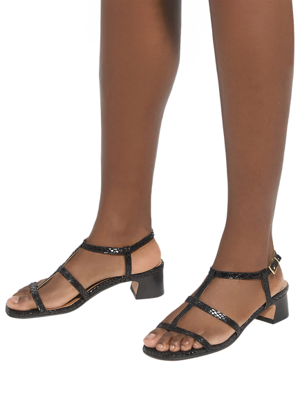 Dune London Justly Leather Block Heel Sandals - view 2, Black