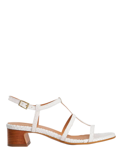 Dune London Justly Leather Block Heel Sandals, White