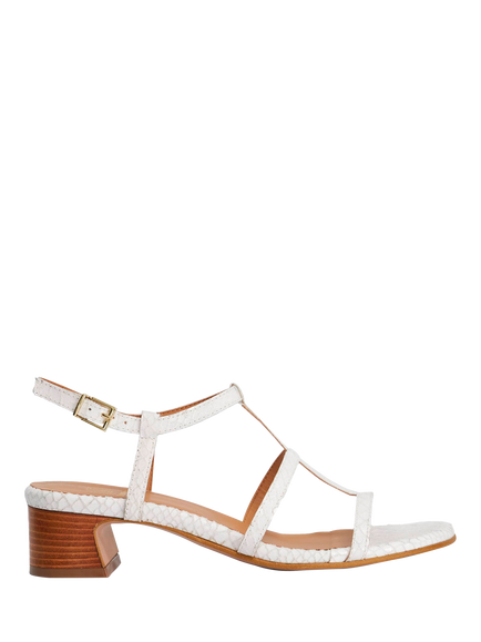 Dune London Justly Leather Block Heel Sandals, White