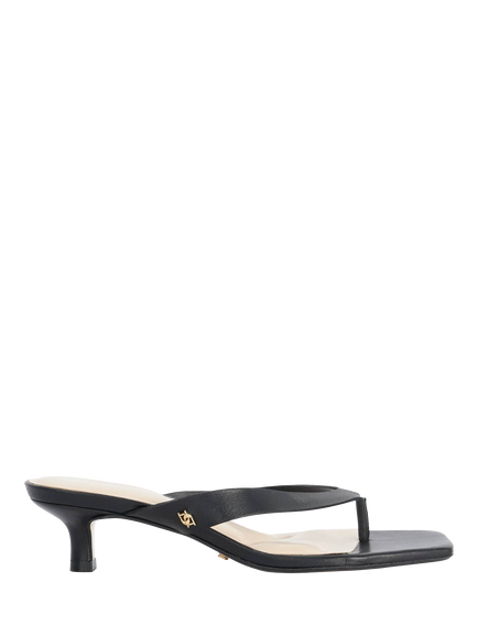 Dune London Manic Leather T-Bar Sandals, Black