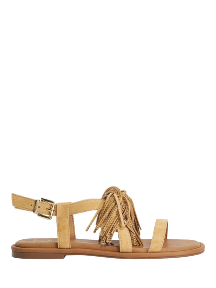 Dune London Lysia Suede Tasselled Strappy Sandals, Tan