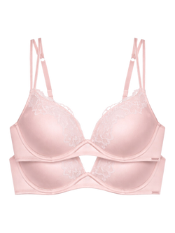 Dorina Origins Shiny Micro Push-Up Plunge Bra, Pack of 2, Pink, Pink