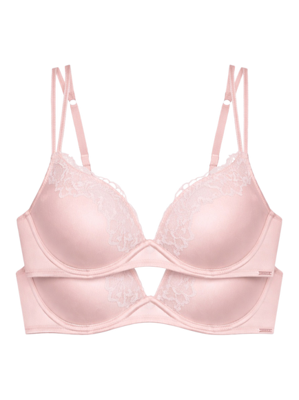 Dorina Origins Shiny Micro Push-Up Plunge Bra, Pack of 2, Pink, Pink
