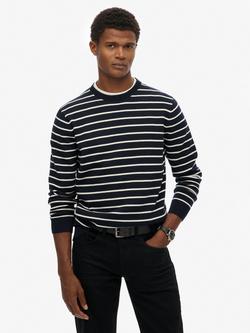 Superdry Merchant Store Berton Stripe Jumper, Navy/White