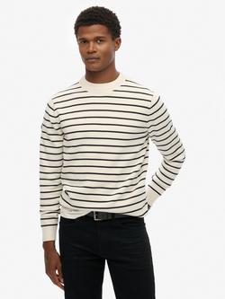 Superdry Merchant Store Berton Stripe Jumper, Cream/Black