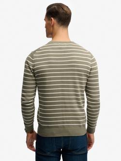 Superdry Merchant Store Berton Stripe Jumper - view 2, Olive/White