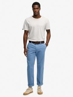Superdry Cotton Rich Straight Fit Chinos, Washed Blue, Washed Blue
