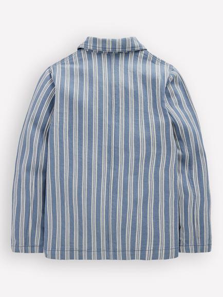 Mini Boden Kids' Twill Jacket, Grey Stripe - view 2, Grey Stripe