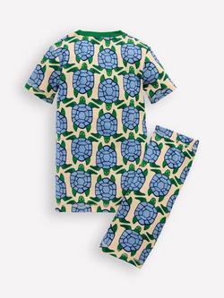 Mini Boden Kids' Short Printed Pyjama Set, Parchment Turtles - view 2, Parchment Turtles