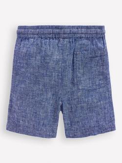 Mini Boden Kids' Linen Blend Drawstring Shorts, Chambray - view 2, Chambray