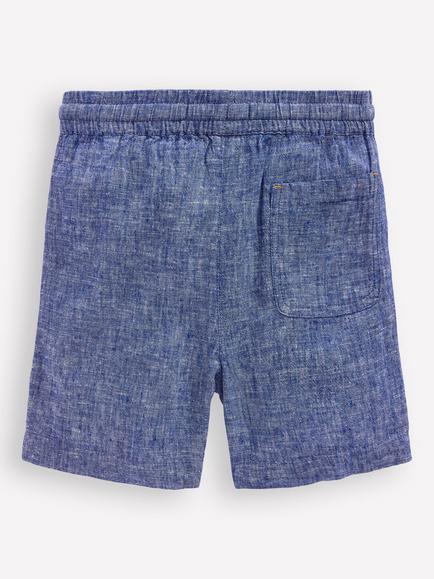 Mini Boden Kids' Linen Blend Drawstring Shorts, Chambray - view 2, Chambray